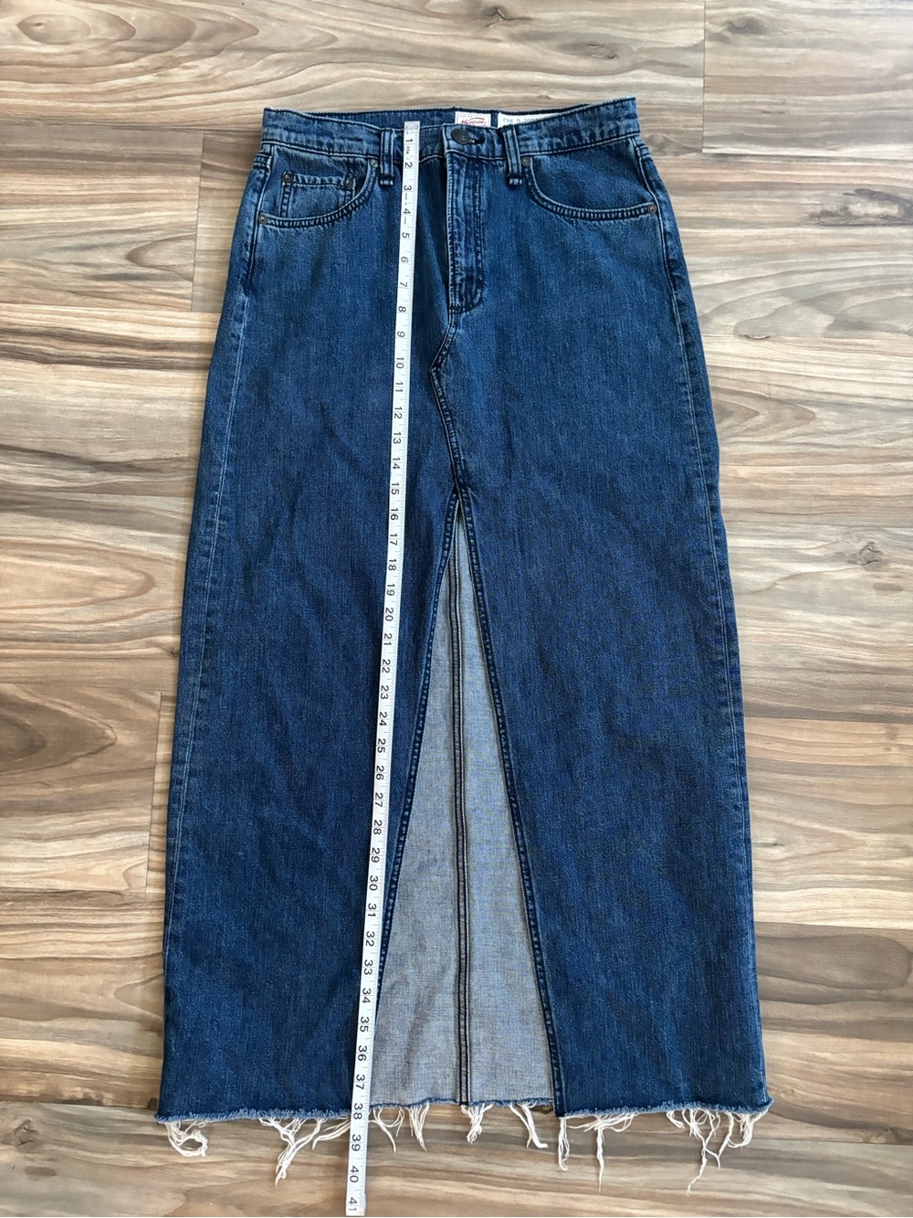 rag & bone Blue Denim Maxi Skirt